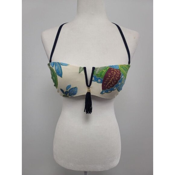 TORY BURCH Women Underwire Bandeau Print White Petite Small - Picture 5 of 11